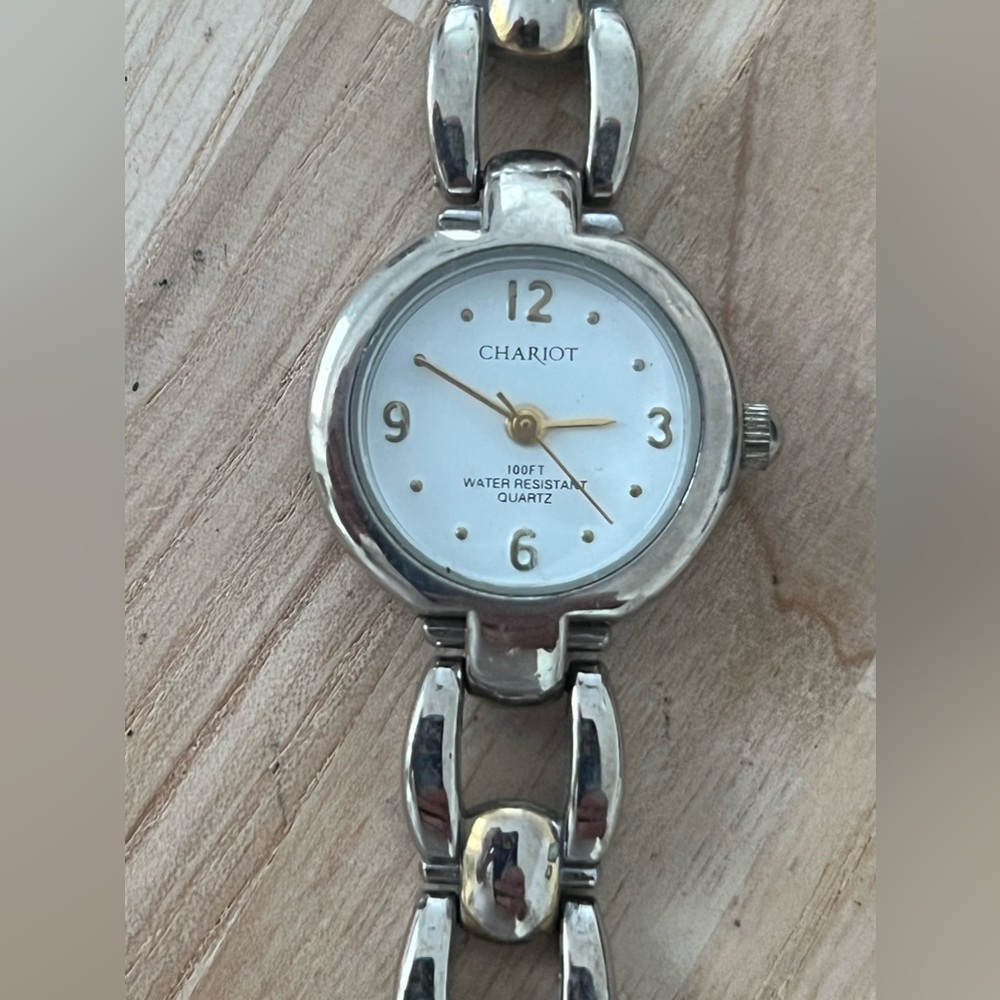Chariot Ladies Watch Two Tone Stainless Link Bracelet White Dial